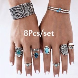 BLUE SAFFIRE/TURQUOISE RINGS(8PC SET) #0100F200